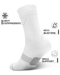 PAPLUS Compression Running Sock for Men and Women 3 Pairs, Cushioned Athletic Crew Socks with Arch Support