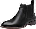 Jousen Men's Chelsea Boots Leather Lightweight Casual Chukka Ankle Boots Classic Elastic Dress Boots for Men (AMY8155A black 9.5)