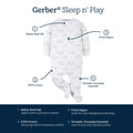 Gerber Baby Boys' 4 Pack Sleep 'N Play Footie, Dinosaur Blue, 3-6 Months