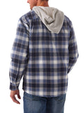 Wrangler Authentics Men's Long Sleeve Quilted Lined Flannel Shirt Jacket with Hood, Gray, Large