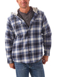 Wrangler Authentics Men's Long Sleeve Quilted Lined Flannel Shirt Jacket with Hood, Gray, Large