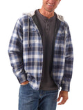 Wrangler Authentics Men's Long Sleeve Quilted Lined Flannel Shirt Jacket with Hood, Gray, Large