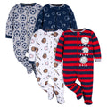 Gerber Baby Boys' 4 Pack Sleep 'N Play Footie, Dinosaur Blue, 3-6 Months