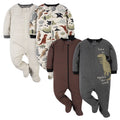 Gerber Baby Boys' 4 Pack Sleep 'N Play Footie, Dinosaur Blue, 3-6 Months