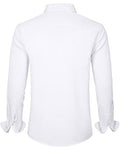 J.VER Men's Dress Shirts Solid Long Sleeve Stretch Wrinkle-Free Shirt Regular Fit Casual Button Down Shirts White Large