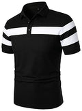 HOOD CREW Mens Short Sleeve Polo Shirts Stylish Design Summer T Shirt Black L