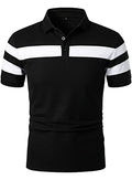 HOOD CREW Mens Short Sleeve Polo Shirts Stylish Design Summer T Shirt Black L