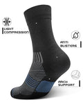 PAPLUS Compression Running Sock for Men and Women 3 Pairs, Cushioned Athletic Crew Socks with Arch Support