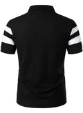 HOOD CREW Mens Short Sleeve Polo Shirts Stylish Design Summer T Shirt Black L