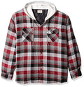 Wrangler Authentics Men's Long Sleeve Quilted Lined Flannel Shirt Jacket with Hood, Gray, Large