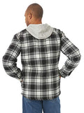 Wrangler Authentics Men's Long Sleeve Quilted Lined Flannel Shirt Jacket with Hood, Gray, Large