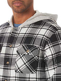 Wrangler Authentics Men's Long Sleeve Quilted Lined Flannel Shirt Jacket with Hood, Gray, Large