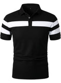 HOOD CREW Mens Short Sleeve Polo Shirts Stylish Design Summer T Shirt Black L