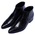 Santimon Men's Ankle Patent Leather Fashion Plaid Zipper Pointed Toe Casual Boots Black 11.5 US