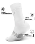 PAPLUS Compression Running Sock for Men and Women 3 Pairs, Cushioned Athletic Crew Socks with Arch Support