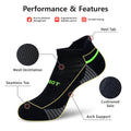 MONFOOT Women's and Men's 5 Pack Pickleball Tennis Running Athletic Cushioned Socks Black Medium