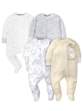 Gerber Baby Boys' 4 Pack Sleep 'N Play Footie, Dinosaur Blue, 3-6 Months