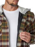 Wrangler Authentics Men's Long Sleeve Quilted Lined Flannel Shirt Jacket with Hood, Gray, Large