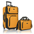 U.S. Traveler Rio Rugged Fabric Expandable Carry-on Luggage Set, Orange, 2 Wheel