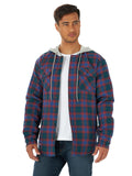 Wrangler Authentics Men's Long Sleeve Quilted Lined Flannel Shirt Jacket with Hood, Gray, Large