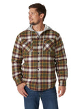 Wrangler Authentics Men's Long Sleeve Quilted Lined Flannel Shirt Jacket with Hood, Gray, Large