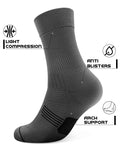 PAPLUS Compression Running Sock for Men and Women 3 Pairs, Cushioned Athletic Crew Socks with Arch Support