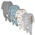 Gerber Baby Boys' 4 Pack Sleep 'N Play Footie, Dinosaur Blue, 3-6 Months