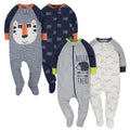 Gerber Baby Boys' 4 Pack Sleep 'N Play Footie, Dinosaur Blue, 3-6 Months