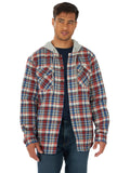 Wrangler Authentics Men's Long Sleeve Quilted Lined Flannel Shirt Jacket with Hood, Gray, Large