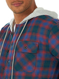 Wrangler Authentics Men's Long Sleeve Quilted Lined Flannel Shirt Jacket with Hood, Gray, Large